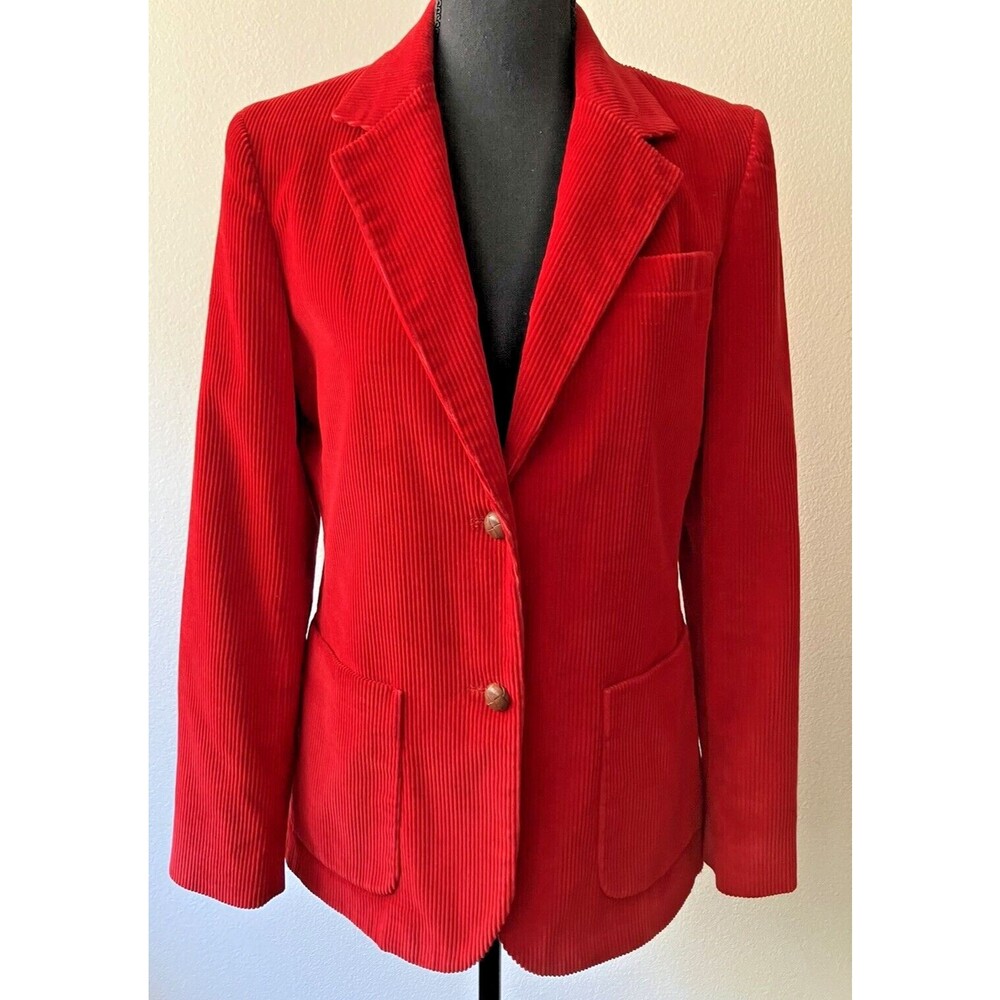 Vintage '70s Jones NY Haberdashery Red Corduroy Blazer with Elbow Patches Medium